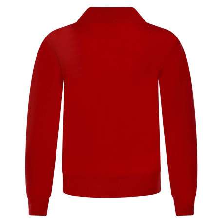 Cardigan rouge uni à coupe droite col français et à manches longues - Image 2