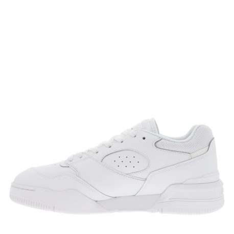 Sneakers en cuir blanc à semelle tennis à talon renforcé, col rembourré