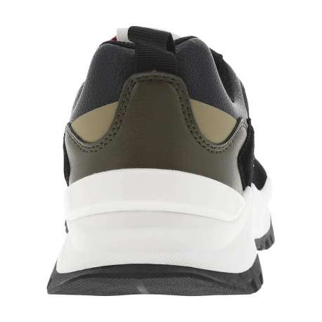 Baskets en partie en cuir nubuck olive à semelle semi-compensée et lacets ronds - Image 6