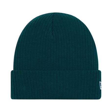 Bonnet à revers vert sapin avec un logo brodé sur le côté gauche