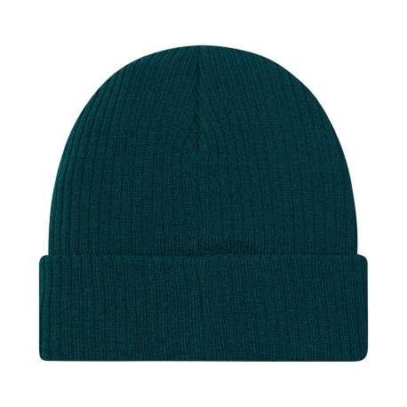 Bonnet à revers vert sapin avec un logo brodé sur le côté gauche - Image 2