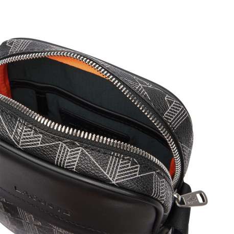 Sacoche verticale anthracite avec bandoulière ajustable et imprimé monogramme - Image 3