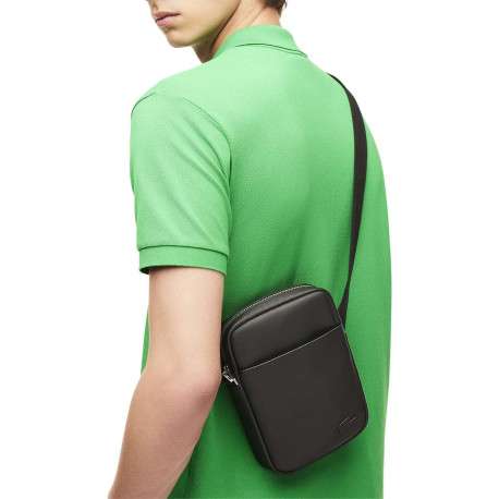 Sacoche verticale noire unie avec un aspect piqué et crocodile métallique - Image 5