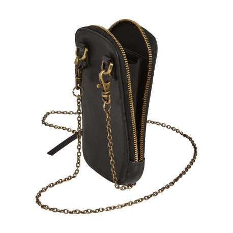 Mini sac à bandoulière noir matelassé pour téléphone avec chaîne métallique - Image 2