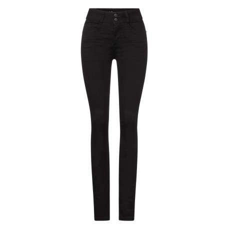 Jean en coton mélangé noir avec une coupe slim et 2 boutons à l'avant