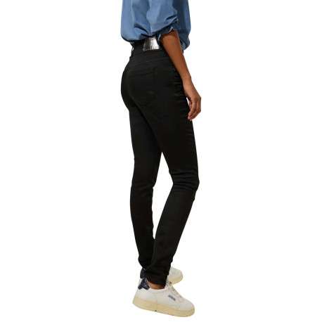 Jean en coton mélangé noir avec une coupe slim et 2 boutons à l'avant - Image 2
