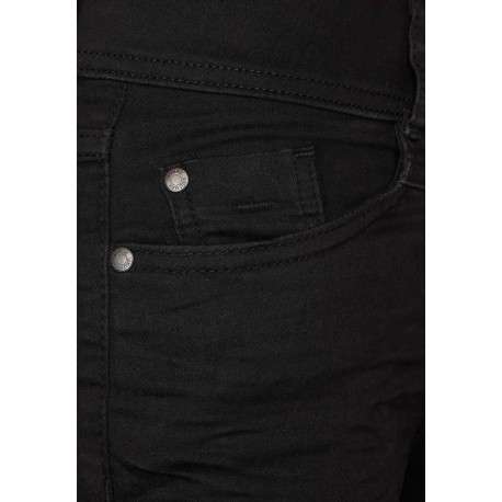 Jean en coton mélangé noir avec une coupe slim et 2 boutons à l'avant - Image 5