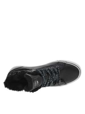 Baskets Montantes MUSTANG Pour Femme - Cuir Synthétique, Doublure Polaire - Semelle 3 Cm - Marron, Hauteur Tige 12 Cm