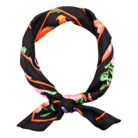 Foulard noir avec une coupe carré et un imprimé floral multicolore - Image 2