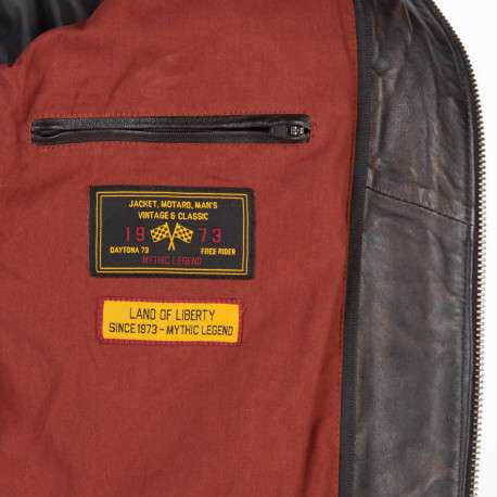 Blouson en cuir marron avec une coupe droite et une capuche amovible - Image 7