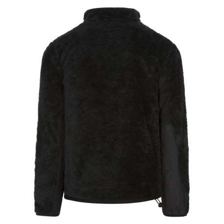 Sweat zippé noir uni en fausse fourrure avec une coupe droite et un col montant - Image 2