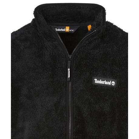 Sweat zippé noir uni en fausse fourrure avec une coupe droite et un col montant - Image 3