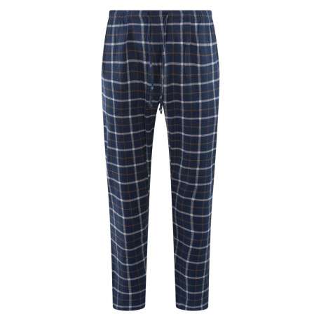 Pyjama long en coton gris et à carreaux avec une coupe droite et un col tunisien - Image 3