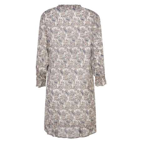 Robe courte écrue cachemire plissée à coupe près du corps et un col ruffle - Image 2