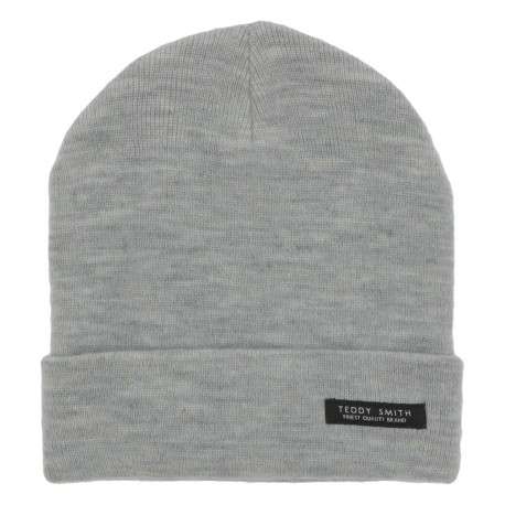 Bonnet gris clair chiné avec un revers et nom de la marque cousue à l'avant - Image 2