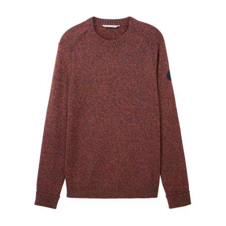 Pull en coton bordeaux uni avec une coupe droite et un col rond