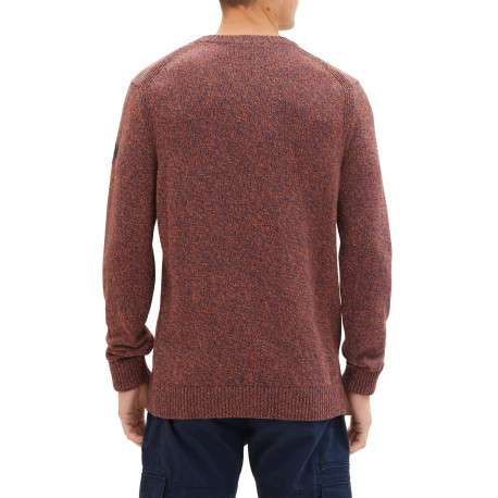 Pull en coton bordeaux uni avec une coupe droite et un col rond - Image 4