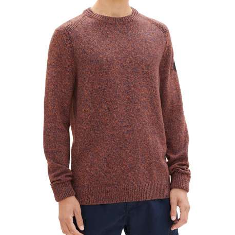 Pull en coton bordeaux uni avec une coupe droite et un col rond - Image 6