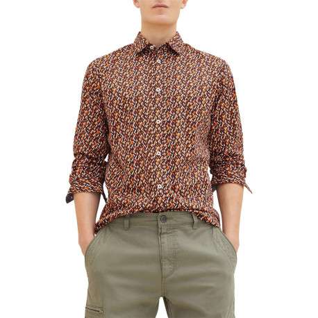 Chemise en coton marine imprimé coupe regular fit avec un col français - Image 2