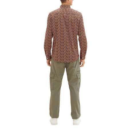 Chemise en coton marine imprimé coupe regular fit avec un col français - Image 4