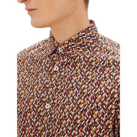Chemise en coton marine imprimé coupe regular fit avec un col français - Image 6