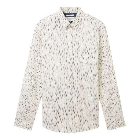 Chemise en coton blanc imprimé avec une coupe regular fit col français