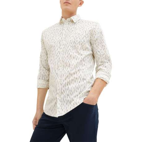 Chemise en coton blanc imprimé avec une coupe regular fit col français - Image 2