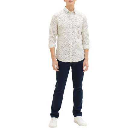 Chemise en coton blanc imprimé avec une coupe regular fit col français - Image 3