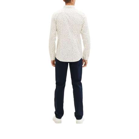 Chemise en coton blanc imprimé avec une coupe regular fit col français - Image 4