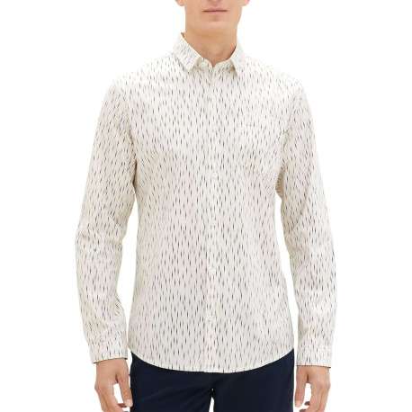 Chemise en coton blanc imprimé avec une coupe regular fit col français - Image 5