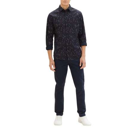 Chemise en coton marine imprimé coupe regular fit col français - Image 3