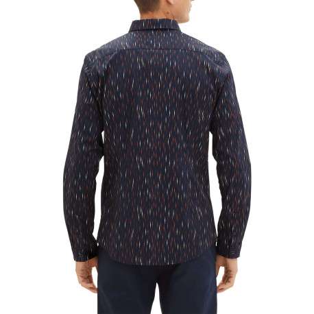 Chemise en coton marine imprimé coupe regular fit col français - Image 4