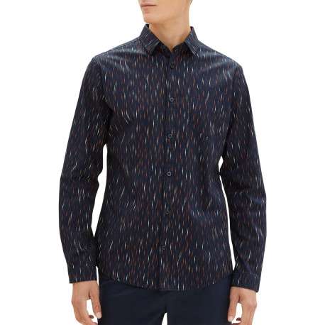 Chemise en coton marine imprimé coupe regular fit col français - Image 5