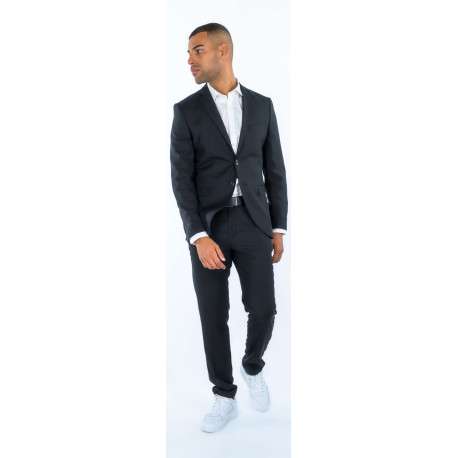 Pantalon noir uni à coupe droite et à fermeture zippée boutonnée - Image 3