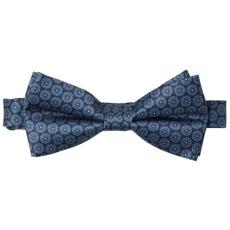 Noeud-papillon marine avec un imprimé ronds bleus et tissu en bord côte