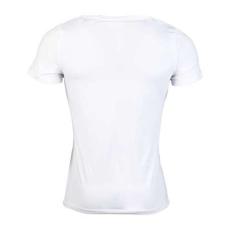 T-Shirt blanc en v-coton elasthanne v-uni coupe v-courte col v-col v - Image 2