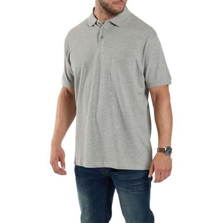 Polo gris chiné en coton avec une coupe droite et un col boutonné - Image 2