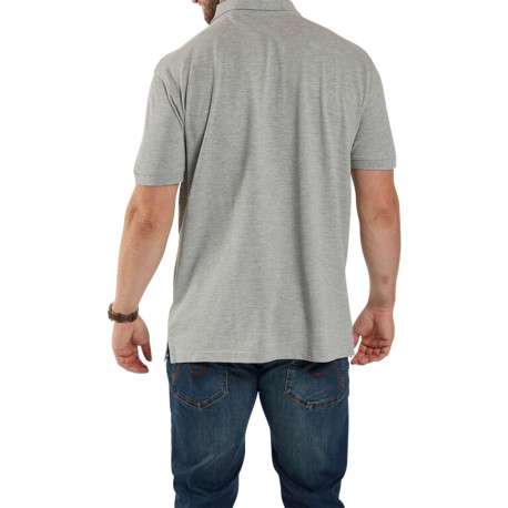 Polo gris chiné en coton avec une coupe droite et un col boutonné - Image 3