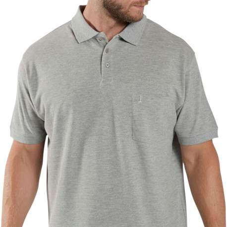 Polo gris chiné en coton avec une coupe droite et un col boutonné - Image 4
