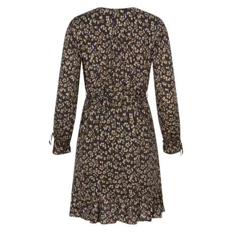 Robe courte fleurie avec une coupe droite un col v et des manches longues - Image 2