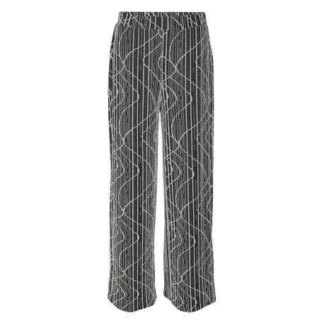 Pantalon noir rayé avec une coupe large et une taille intermédiaire