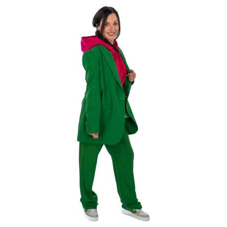 Blazer vert uni coupe droite avec un col cubain et poches latérales avec rabat - Image 7