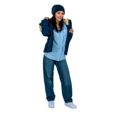Bonnet bleu marine chiné en maille côtelée avec lurex argenté - Image 2