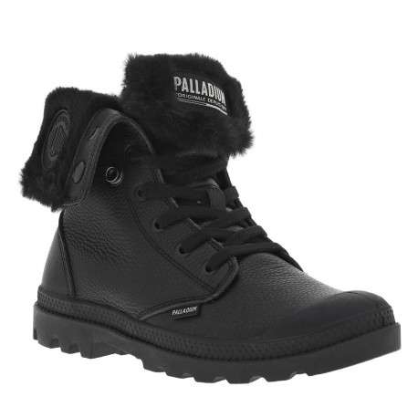 Bottines en cuir grainé noir à tige rabattable, fourrées, lacets plats - Image 3