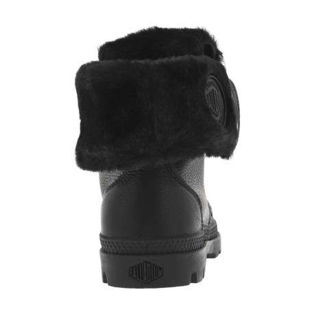 Bottines en cuir grainé noir à tige rabattable, fourrées, lacets plats - Image 6