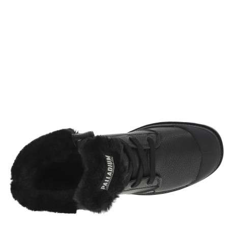 Bottines en cuir grainé noir à tige rabattable, fourrées, lacets plats - Image 4