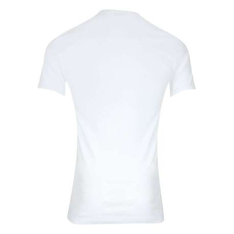 T-shirt en coton blanc uni avec coupe près du corps et un col rond - Image 2