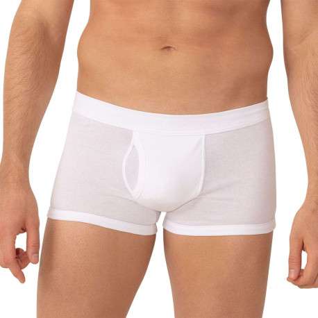 Boxer ouvert blanc uni en coton premium avec coupe sobre et confortable - Image 2