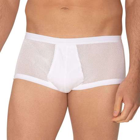 Slip en coton blanc de taille haute avec maille aérée et ceinture élastiquée - Image 3