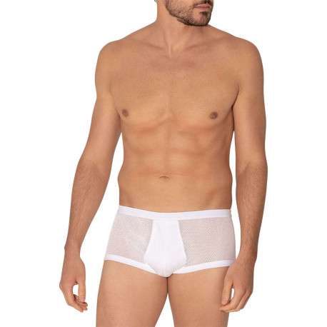Slip en coton blanc de taille haute avec maille aérée et ceinture élastiquée - Image 4